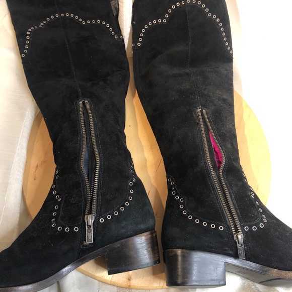 Frye boots suede rivet over the knee. Fold over leather. Size 6.5 - Picture 13 of 17